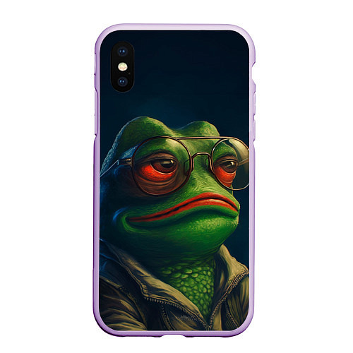 Чехол iPhone XS Max матовый Pepe frog / 3D-Сиреневый – фото 1