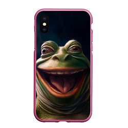 Чехол iPhone XS Max матовый Пепе в нирване, цвет: 3D-малиновый