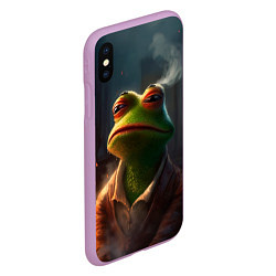 Чехол iPhone XS Max матовый Frog Pepe, цвет: 3D-сиреневый — фото 2