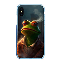 Чехол iPhone XS Max матовый Frog Pepe, цвет: 3D-голубой