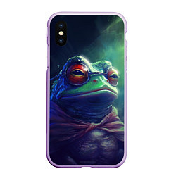 Чехол iPhone XS Max матовый Пепе мем лягушка, цвет: 3D-сиреневый