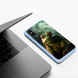 Чехол iPhone XS Max матовый Большая жаба Пепе, цвет: 3D-голубой — фото 2