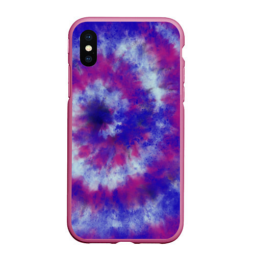 Чехол iPhone XS Max матовый Tie-Dye дизайн / 3D-Малиновый – фото 1