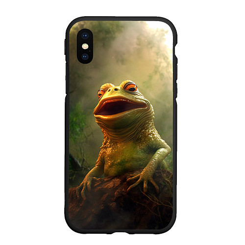 Чехол iPhone XS Max матовый Удивленная Пепе / 3D-Черный – фото 1