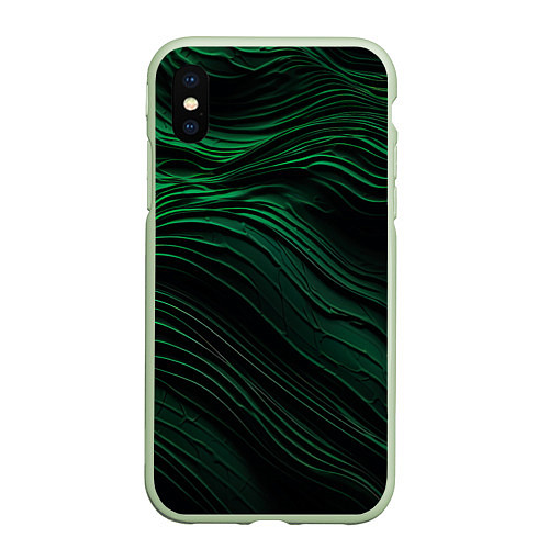 Чехол iPhone XS Max матовый Dark green texture / 3D-Салатовый – фото 1