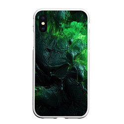 Чехол iPhone XS Max матовый Зеленая объемная текстура, цвет: 3D-белый