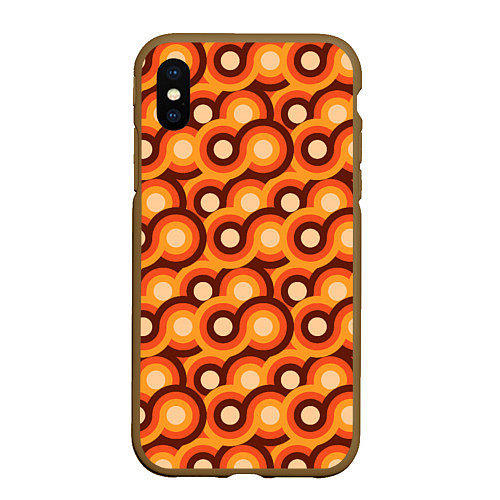 Чехол iPhone XS Max матовый Терто текстура с кругами / 3D-Коричневый – фото 1