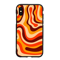 Чехол iPhone XS Max матовый Ретро текстура линий, цвет: 3D-черный