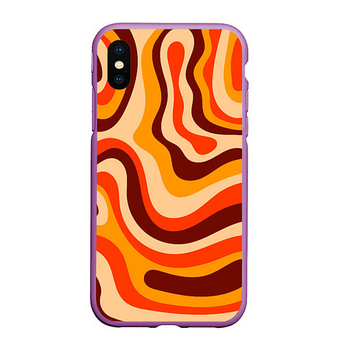 Чехол iPhone XS Max матовый Ретро текстура линий / 3D-Фиолетовый – фото 1