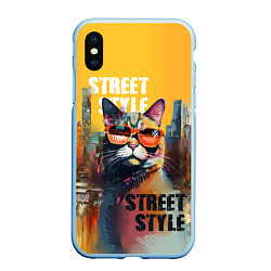 Чехол iPhone XS Max матовый Кот в городе - street style, цвет: 3D-голубой