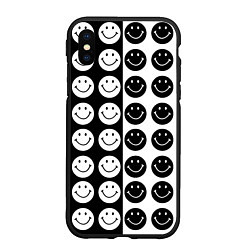 Чехол iPhone XS Max матовый Smiley black and white