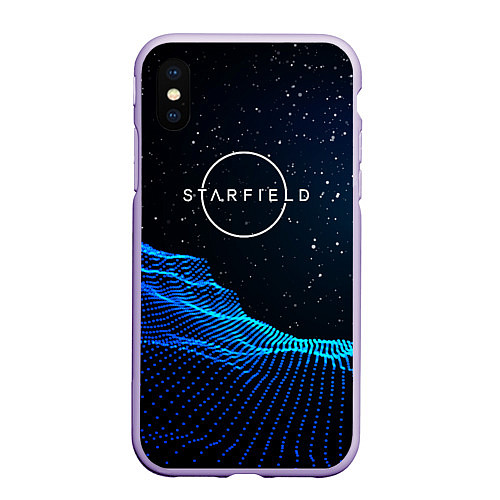 Чехол iPhone XS Max матовый Space logo Starfield / 3D-Светло-сиреневый – фото 1