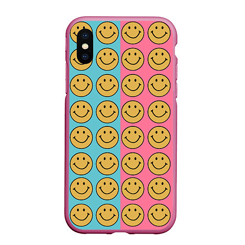 Чехол iPhone XS Max матовый Smiley / 3D-Малиновый – фото 1