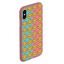 Чехол iPhone XS Max матовый Smiley, цвет: 3D-малиновый — фото 2