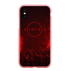 Чехол iPhone XS Max матовый Starfield red logo