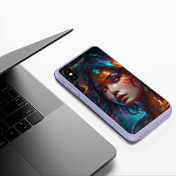 Чехол iPhone XS Max матовый Фантастическая женщина и брызги краски, цвет: 3D-светло-сиреневый — фото 2