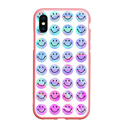 Чехол iPhone XS Max матовый Smiley holographic, цвет: 3D-баблгам