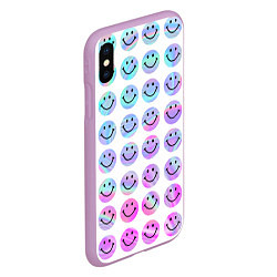Чехол iPhone XS Max матовый Smiley holographic, цвет: 3D-сиреневый — фото 2