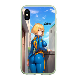 Чехол iPhone XS Max матовый Fallout game girl, цвет: 3D-салатовый