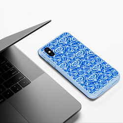 Чехол iPhone XS Max матовый Синий этнический орнамент, цвет: 3D-голубой — фото 2