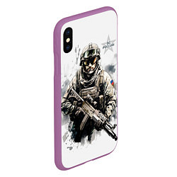 Чехол iPhone XS Max матовый ВС России спецназ, цвет: 3D-фиолетовый — фото 2