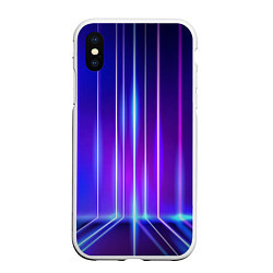 Чехол iPhone XS Max матовый Neon glow - vaporwave - strips, цвет: 3D-белый