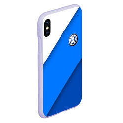 Чехол iPhone XS Max матовый Volkswagen - голубые линии, цвет: 3D-светло-сиреневый — фото 2