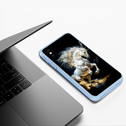 Чехол iPhone XS Max матовый Конь Белая молния, цвет: 3D-голубой — фото 2