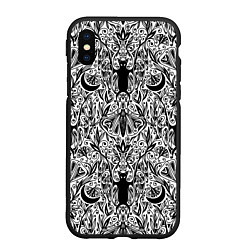 Чехол iPhone XS Max матовый Bats and moths - gothic pattern