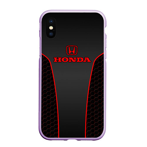 Чехол iPhone XS Max матовый Honda - униформа красная / 3D-Сиреневый – фото 1