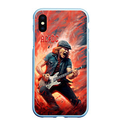 Чехол iPhone XS Max матовый ACDC rock music, цвет: 3D-голубой