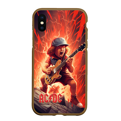 Чехол iPhone XS Max матовый ACDC fire rock / 3D-Коричневый – фото 1