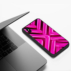 Чехол iPhone XS Max матовый Розовые абстрактные трубочки, цвет: 3D-черный — фото 2