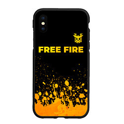 Чехол iPhone XS Max матовый Free Fire - gold gradient: символ сверху, цвет: 3D-черный