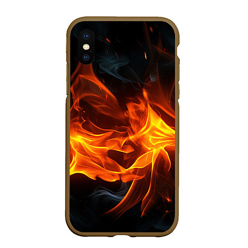 Чехол iPhone XS Max матовый Пламя костра / 3D-Коричневый – фото 1