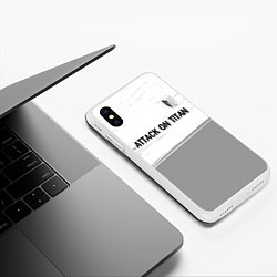 Чехол iPhone XS Max матовый Attack on Titan glitch на светлом фоне: символ све, цвет: 3D-белый — фото 2