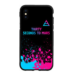 Чехол iPhone XS Max матовый Thirty Seconds to Mars - neon gradient: символ све