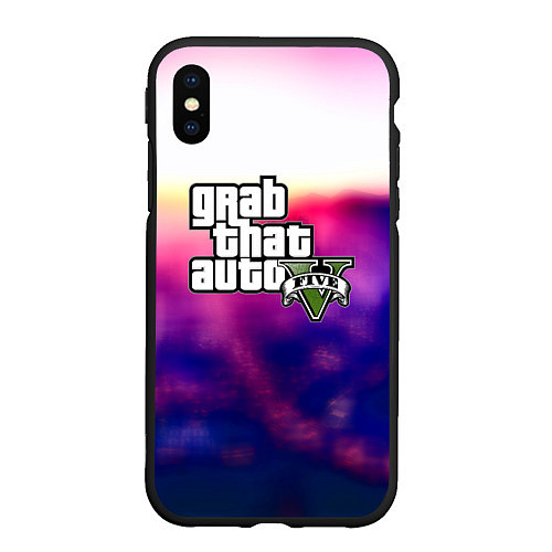 Чехол iPhone XS Max матовый Gta neon 10 лет / 3D-Черный – фото 1