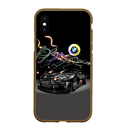 Чехол iPhone XS Max матовый Бэха в ночном неоновом городе, цвет: 3D-коричневый