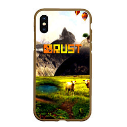Чехол iPhone XS Max матовый Rust poster game, цвет: 3D-коричневый
