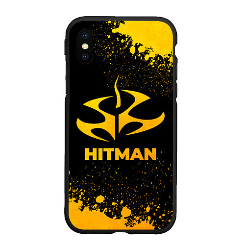 Чехол iPhone XS Max матовый Hitman - gold gradient / 3D-Черный – фото 1