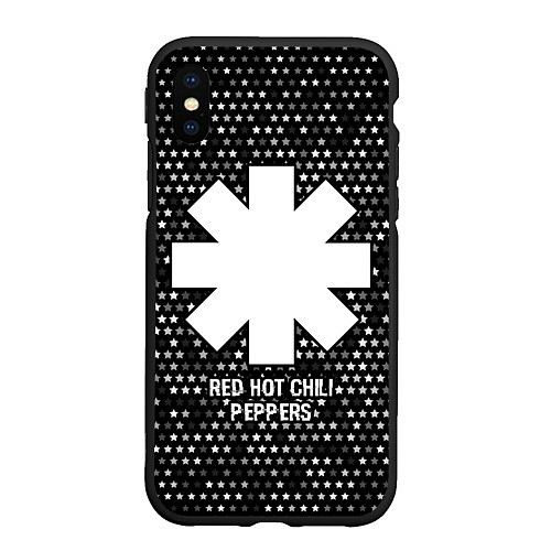 Чехол iPhone XS Max матовый Red Hot Chili Peppers glitch на темном фоне / 3D-Черный – фото 1