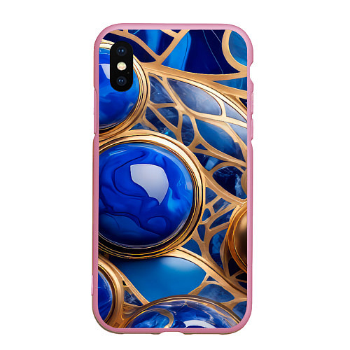 Чехол iPhone XS Max матовый Лазуритовый флюид / 3D-Розовый – фото 1