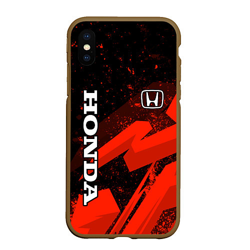 Чехол iPhone XS Max матовый Honda - красная абстракция / 3D-Коричневый – фото 1