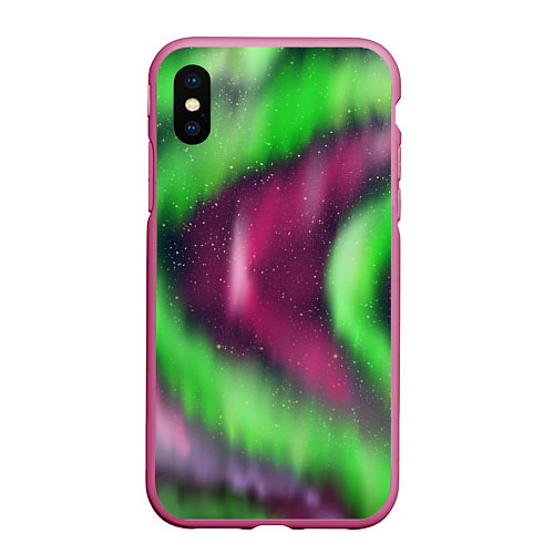 Чехол iPhone XS Max матовый Абстрактное северное сияние / 3D-Малиновый – фото 1