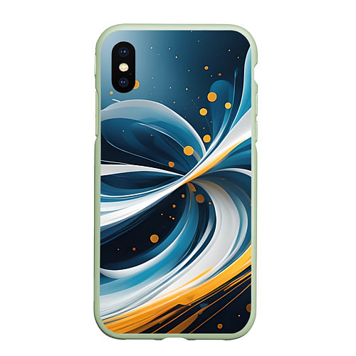 Чехол iPhone XS Max матовый Закрученная абстракция от нейросети / 3D-Салатовый – фото 1