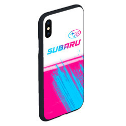 Чехол iPhone XS Max матовый Subaru neon gradient style: символ сверху, цвет: 3D-черный — фото 2