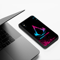 Чехол iPhone XS Max матовый Assassins Creed - neon gradient, цвет: 3D-черный — фото 2