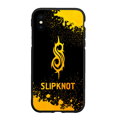 Чехол iPhone XS Max матовый Slipknot - gold gradient / 3D-Черный – фото 1