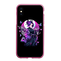 Чехол iPhone XS Max матовый Шинобу - Клинок демонов, цвет: 3D-малиновый
